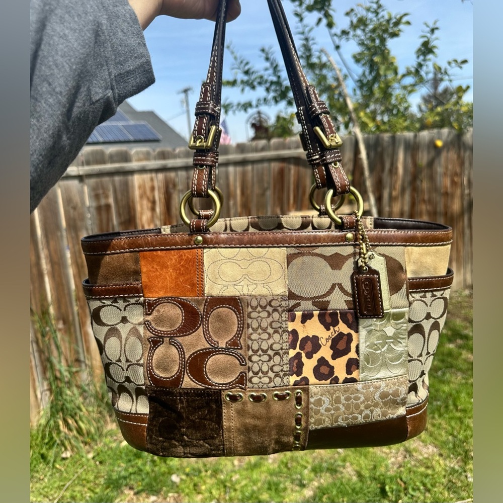 Coach Patchwork Tote Bag - Brown and Tan